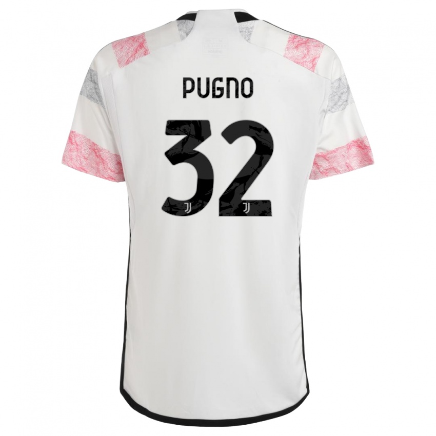 Bambino Maglia Diego Pugno #32 Bianco Rosa Kit Gara Away 2023/24 Maglietta