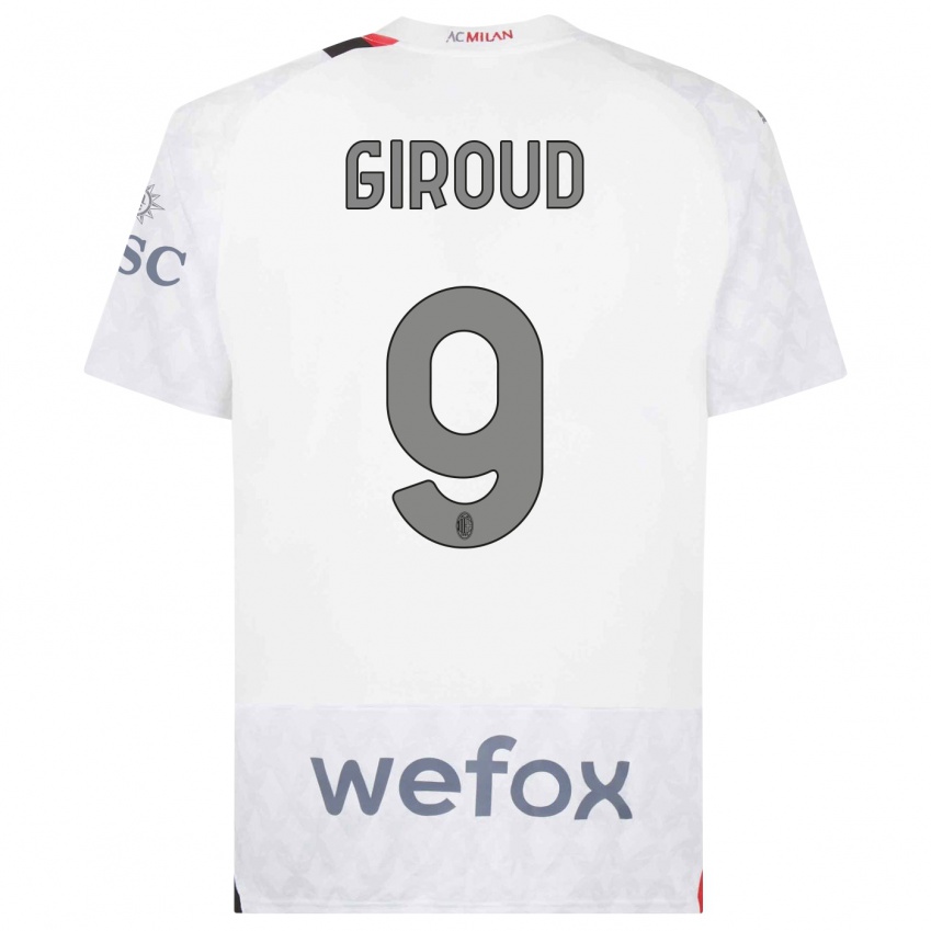 Bambino Maglia Olivier Giroud #9 Bianco Kit Gara Away 2023/24 Maglietta