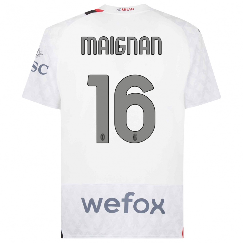 Bambino Maglia Mike Maignan #16 Bianco Kit Gara Away 2023/24 Maglietta