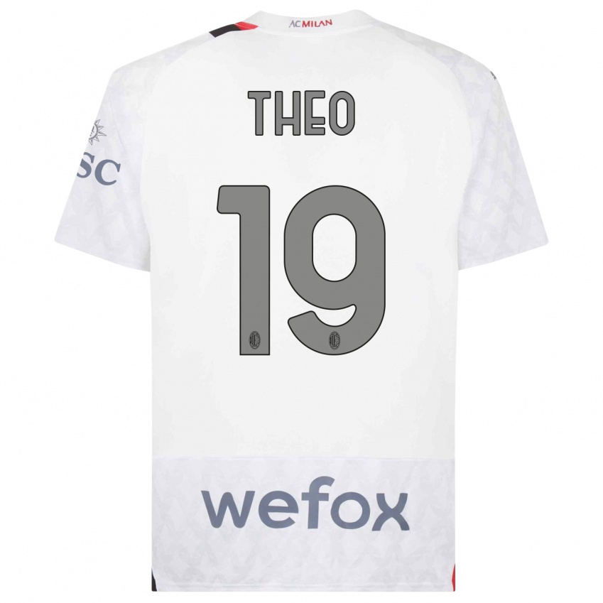 Bambino Maglia Theo Hernandez #19 Bianco Kit Gara Away 2023/24 Maglietta