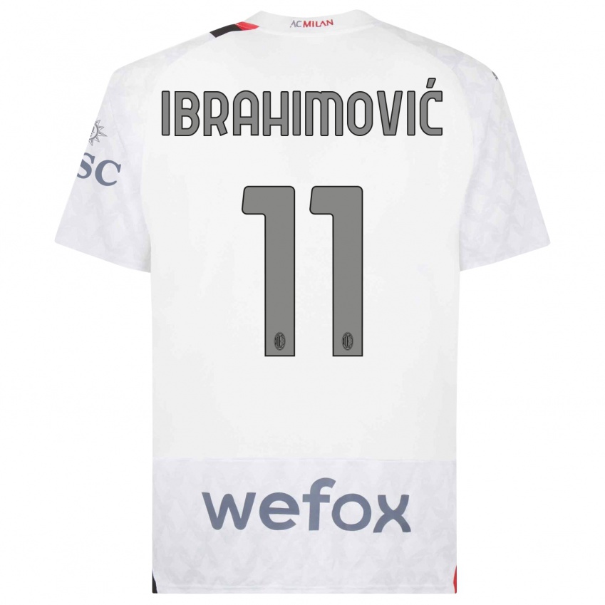 Bambino Maglia Zlatan Ibrahimovic #11 Bianco Kit Gara Away 2023/24 Maglietta