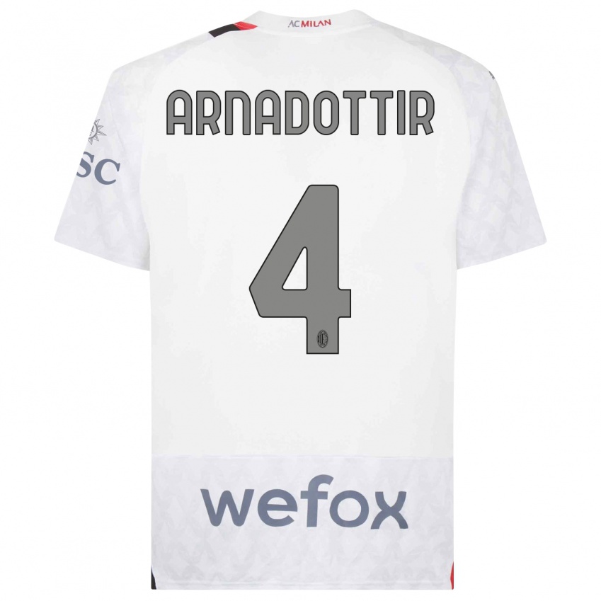 Bambino Maglia Guony Arnadottir #4 Bianco Kit Gara Away 2023/24 Maglietta