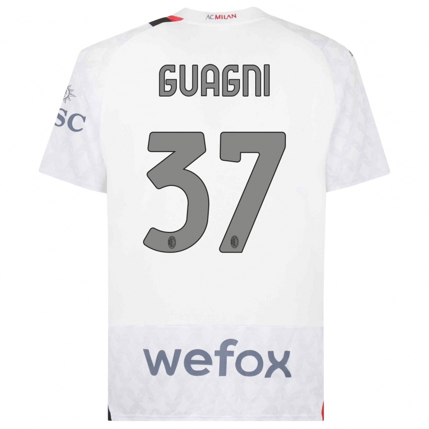 Bambino Maglia Alia Guagni #37 Bianco Kit Gara Away 2023/24 Maglietta