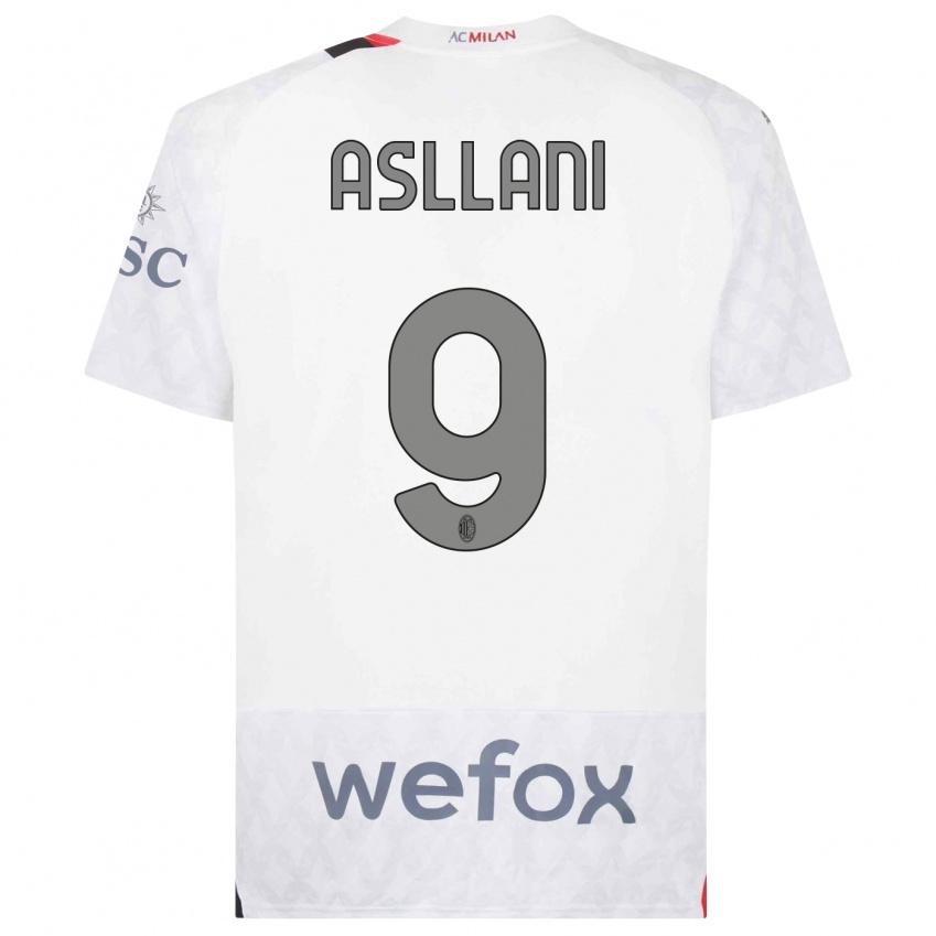 Bambino Maglia Kosovare Asllani #9 Bianco Kit Gara Away 2023/24 Maglietta
