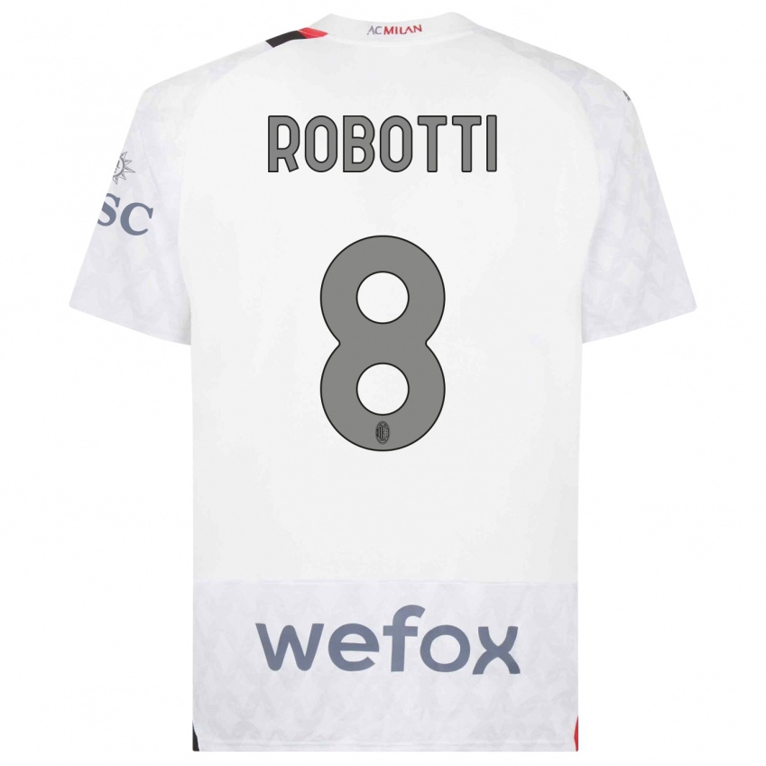 Bambino Maglia Giovanni Robotti #8 Bianco Kit Gara Away 2023/24 Maglietta