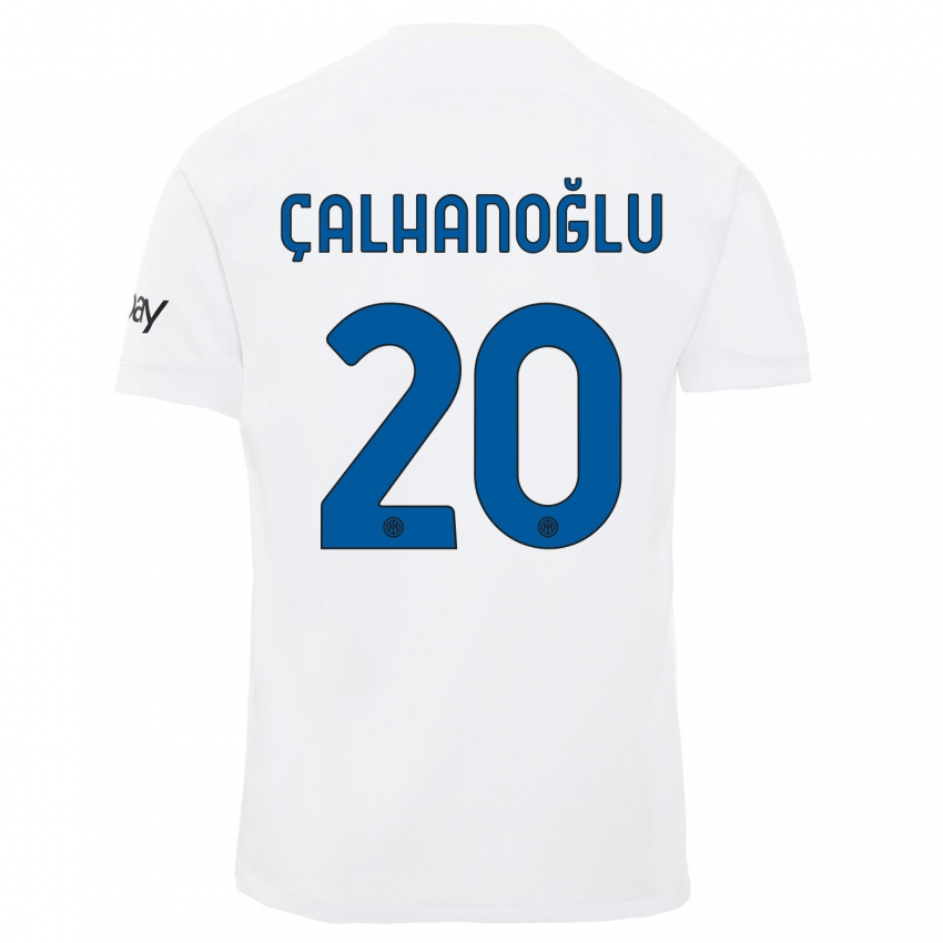 Bambino Maglia Hakan Calhanoglu #20 Bianco Kit Gara Away 2023/24 Maglietta