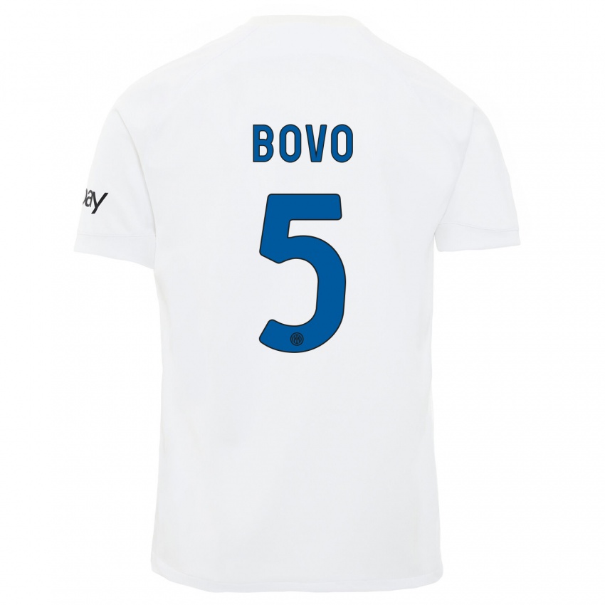 Bambino Maglia Leonardo Bovo #5 Bianco Kit Gara Away 2023/24 Maglietta