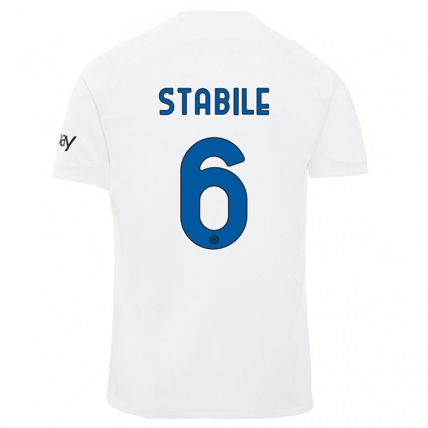 Bambino Maglia Giacomo Stabile #6 Bianco Kit Gara Away 2023/24 Maglietta