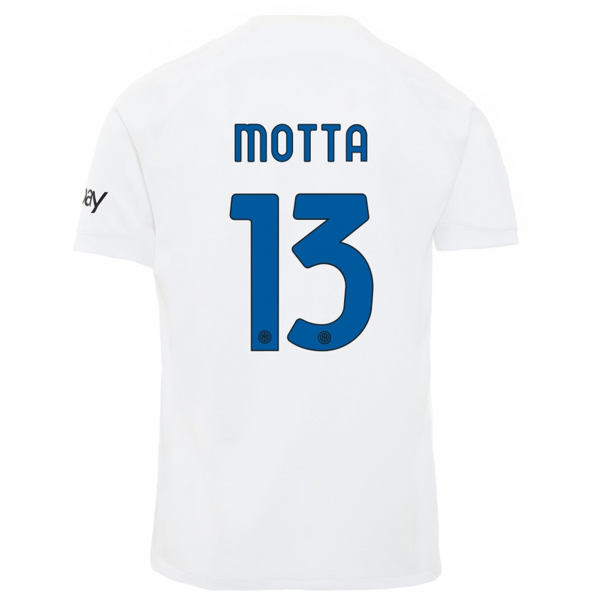 Bambino Maglia Matteo Motta #13 Bianco Kit Gara Away 2023/24 Maglietta