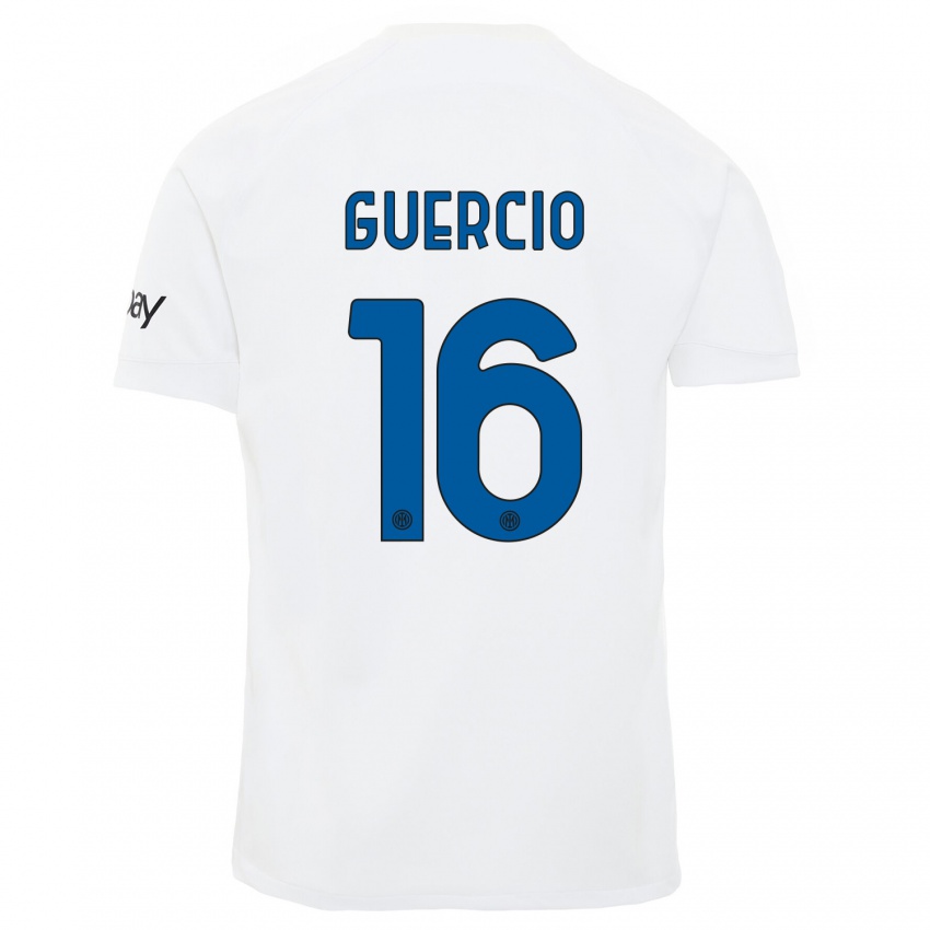 Bambino Maglia Tommaso Guercio #16 Bianco Kit Gara Away 2023/24 Maglietta