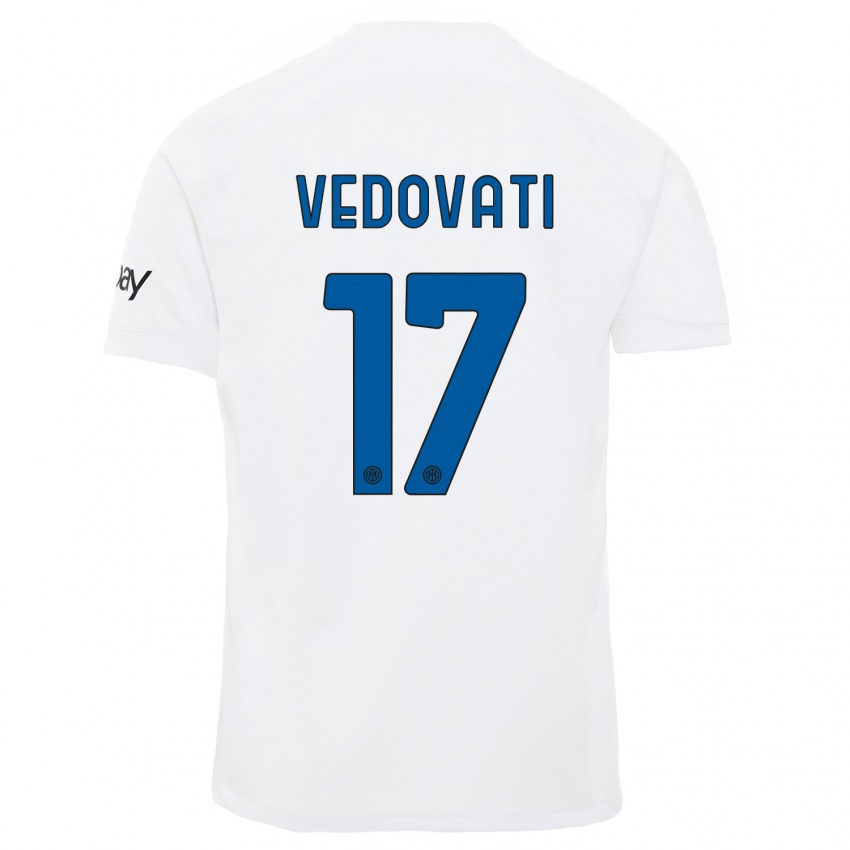 Bambino Maglia Gabriele Vedovati #17 Bianco Kit Gara Away 2023/24 Maglietta