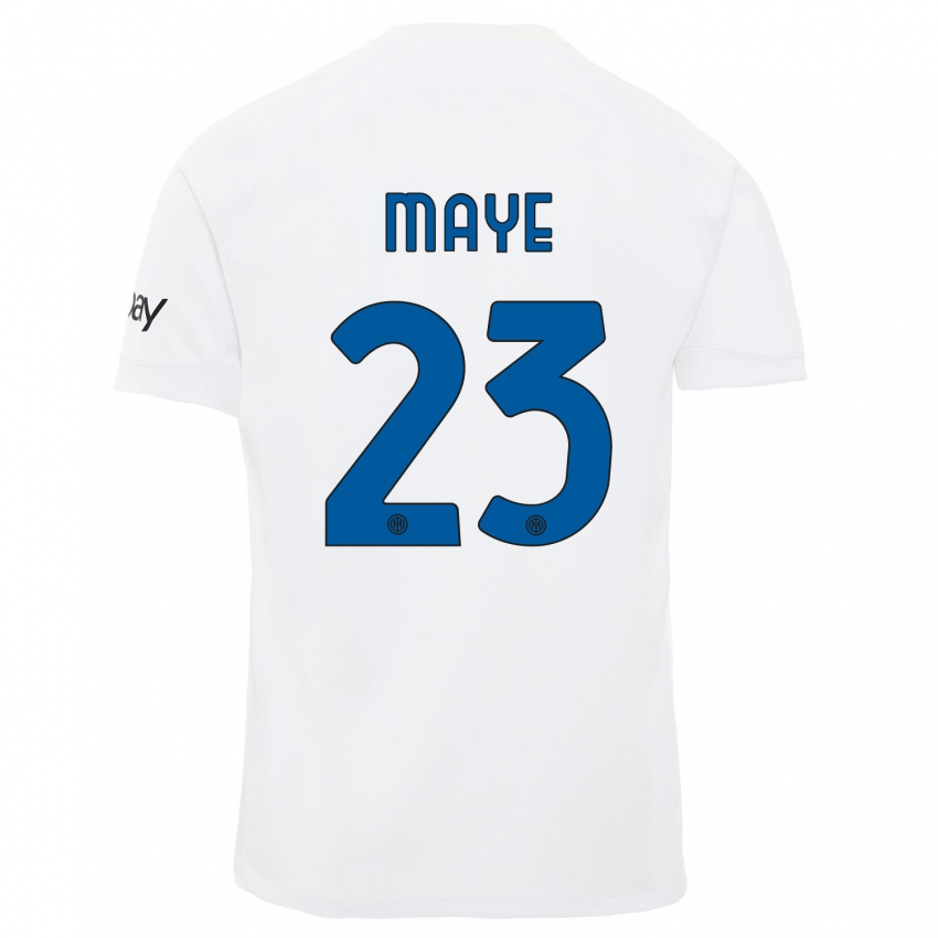 Bambino Maglia Yvan Maye #23 Bianco Kit Gara Away 2023/24 Maglietta