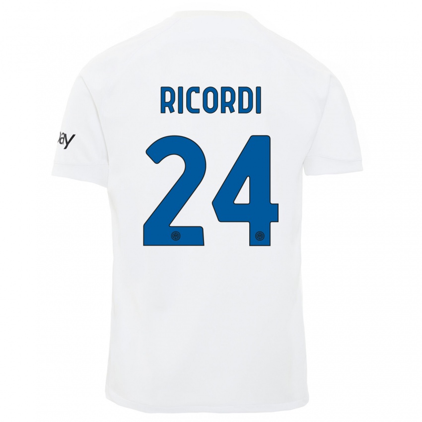 Bambino Maglia Tommaso Ricordi #24 Bianco Kit Gara Away 2023/24 Maglietta