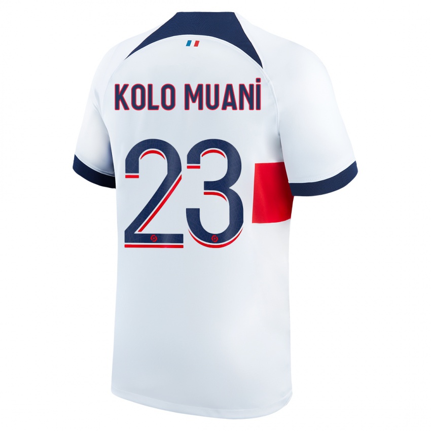 Bambino Maglia Randal Kolo Muani #23 Bianco Kit Gara Away 2023/24 Maglietta