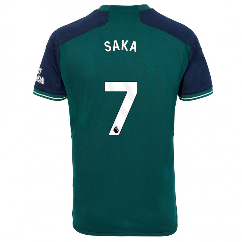 Bambino Maglia Bukayo Saka #7 Verde Kit Gara Third 2023/24 Maglietta