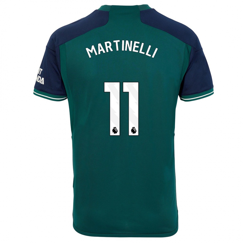 Bambino Maglia Gabriel Martinelli #11 Verde Kit Gara Third 2023/24 Maglietta