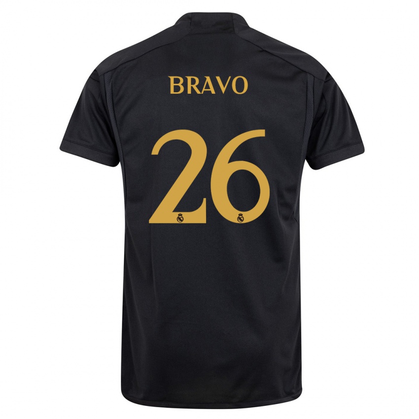 Bambino Maglia Iker Bravo #26 Nero Kit Gara Third 2023/24 Maglietta