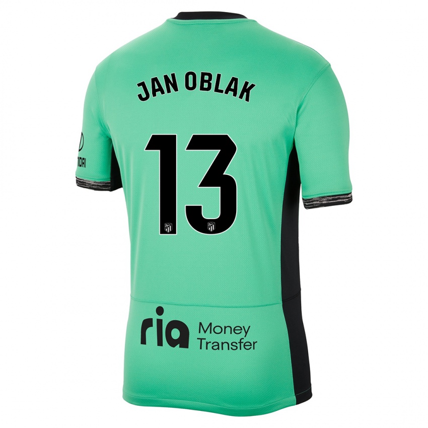 Bambino Maglia Jan Oblak #13 Verde Primavera Kit Gara Third 2023/24 Maglietta