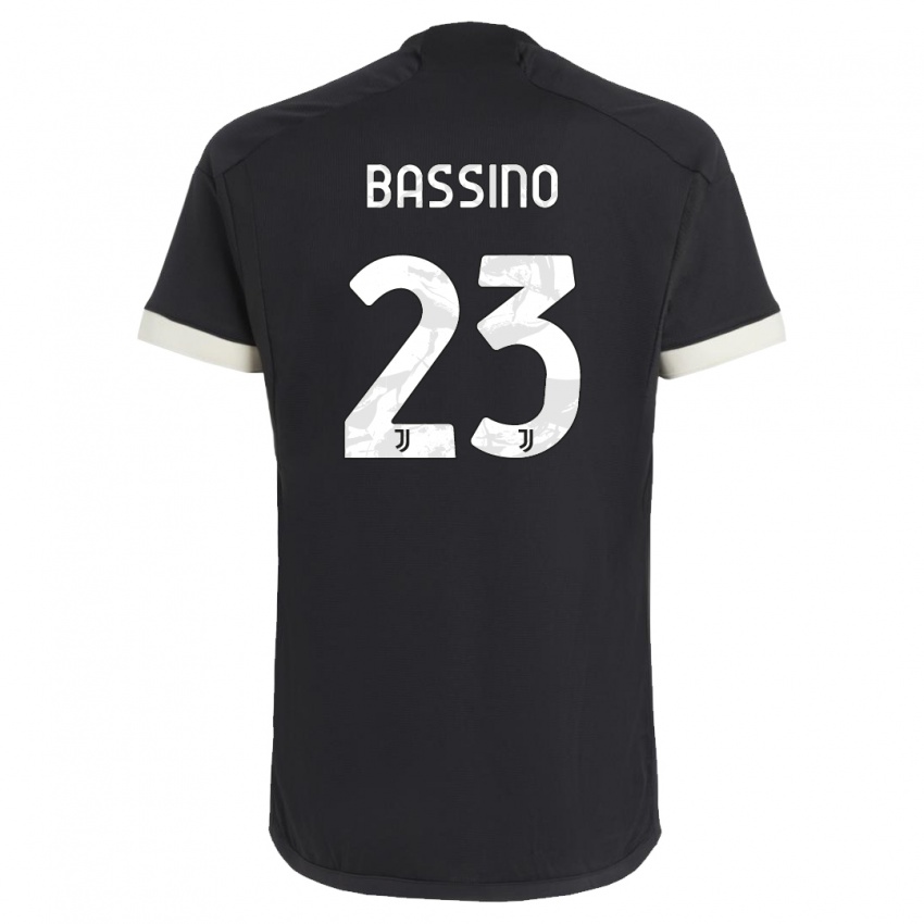 Bambino Maglia Alessandro Bassino #23 Nero Kit Gara Third 2023/24 Maglietta