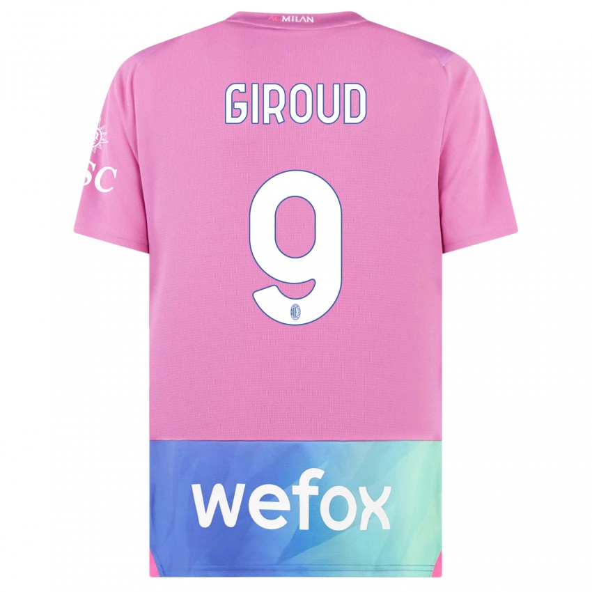 Bambino Maglia Olivier Giroud #9 Rosa Viola Kit Gara Third 2023/24 Maglietta