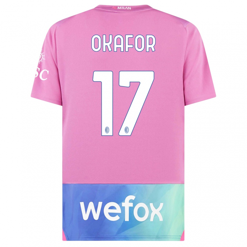 Bambino Maglia Noah Okafor #17 Rosa Viola Kit Gara Third 2023/24 Maglietta