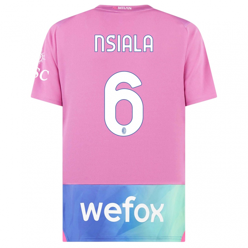 Bambino Maglia Clinton Nsiala #6 Rosa Viola Kit Gara Third 2023/24 Maglietta