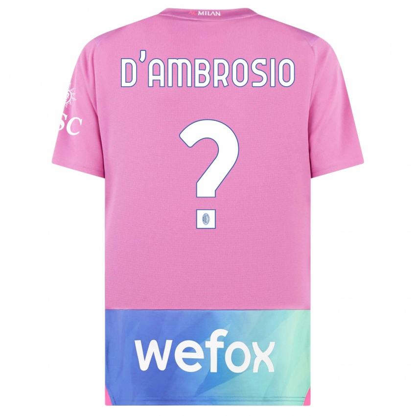 Bambino Maglia Antonio D'ambrosio #0 Rosa Viola Kit Gara Third 2023/24 Maglietta