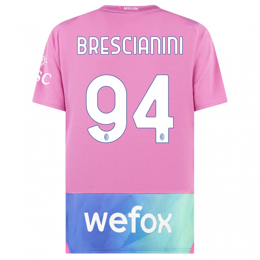 Bambino Maglia Marco Brescianini #94 Rosa Viola Kit Gara Third 2023/24 Maglietta