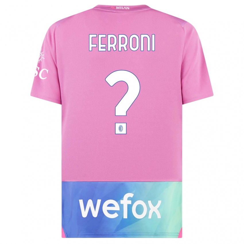 Bambino Maglia Leonardo Ferroni #0 Rosa Viola Kit Gara Third 2023/24 Maglietta