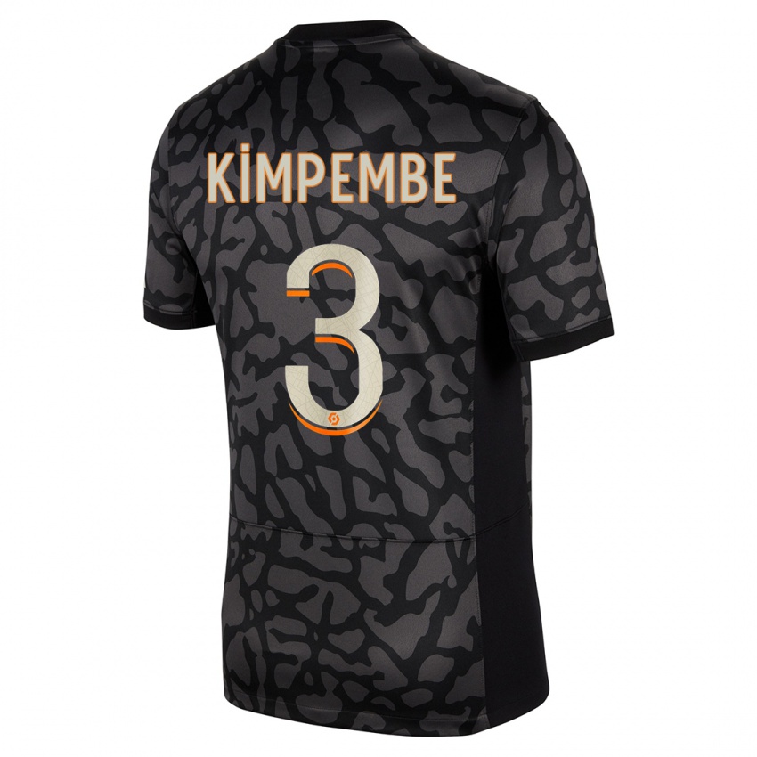 Bambino Maglia Presnel Kimpembe #3 Nero Kit Gara Third 2023/24 Maglietta