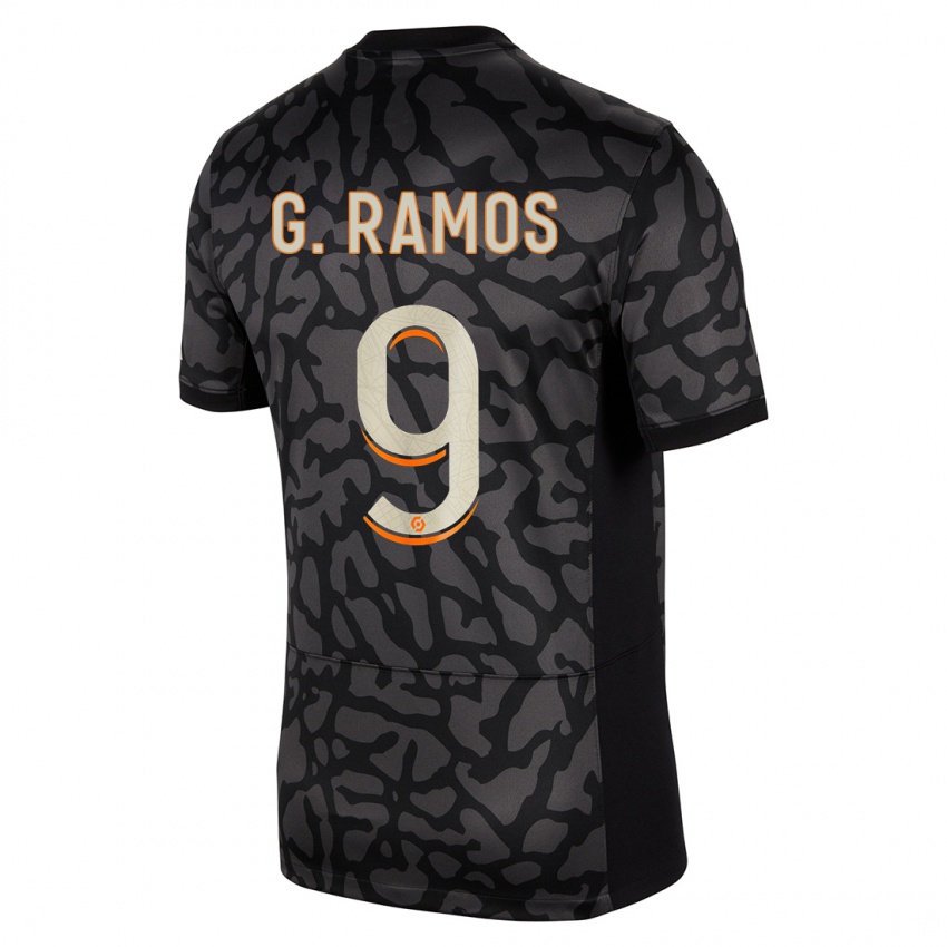 Bambino Maglia Gonçalo Ramos #9 Nero Kit Gara Third 2023/24 Maglietta