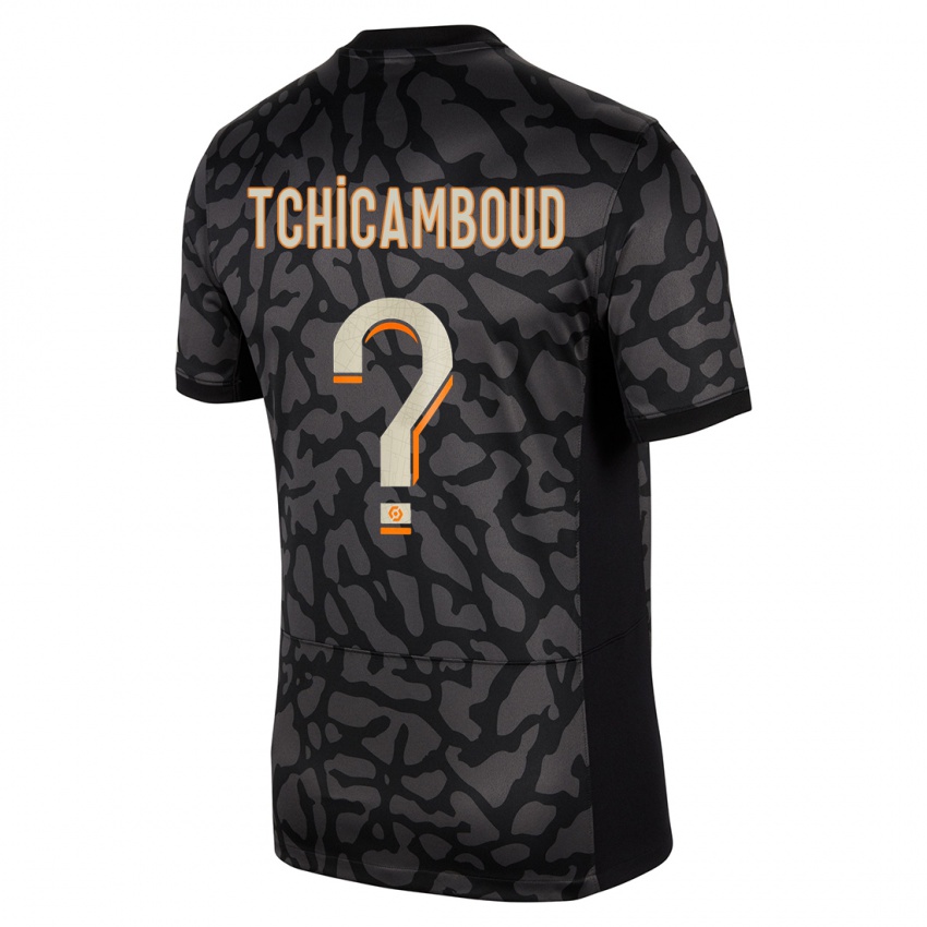 Bambino Maglia Queyrell Tchicamboud #0 Nero Kit Gara Third 2023/24 Maglietta