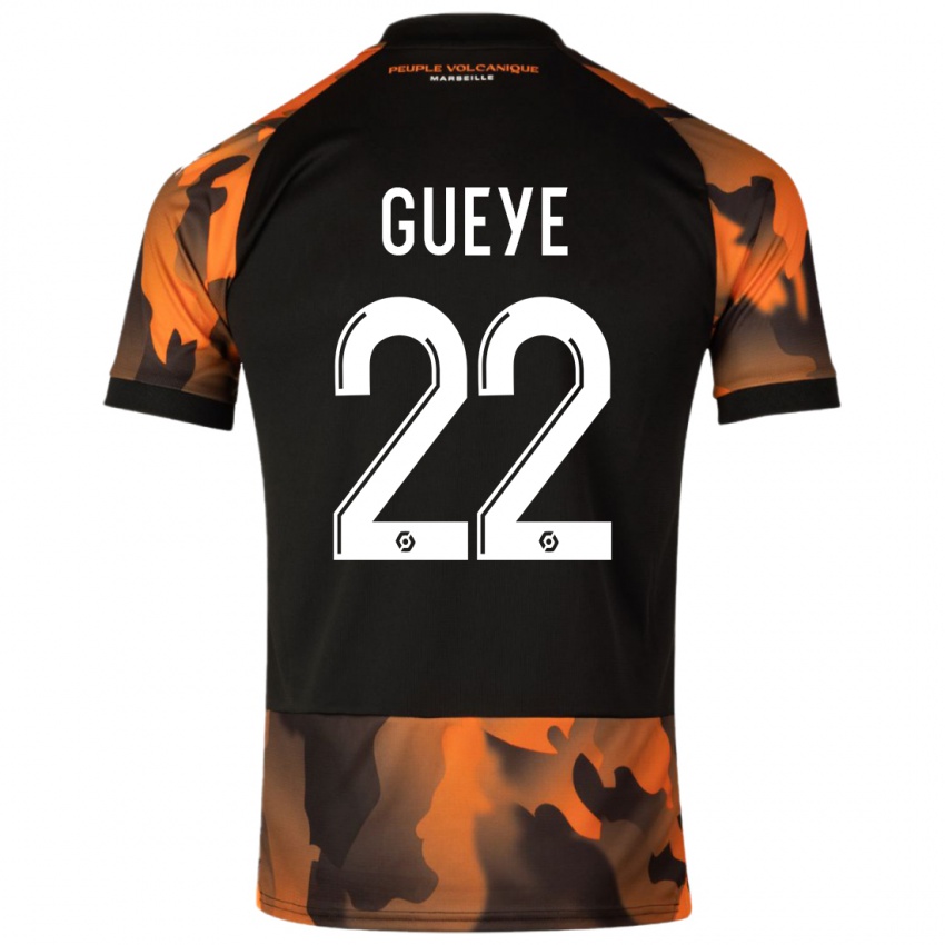 Bambino Maglia Pape Gueye #22 Nero Arancione Kit Gara Third 2023/24 Maglietta