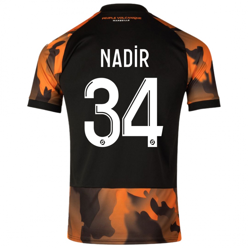 Bambino Maglia Bilal Nadir #34 Nero Arancione Kit Gara Third 2023/24 Maglietta