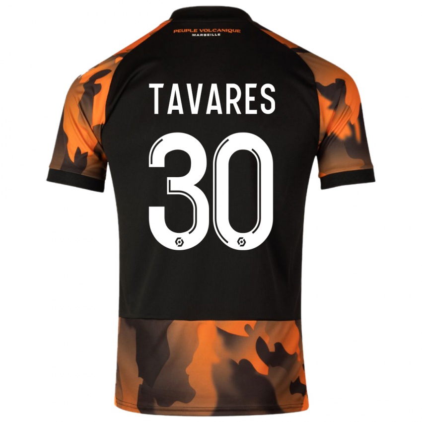 Bambino Maglia Nuno Tavares #30 Nero Arancione Kit Gara Third 2023/24 Maglietta