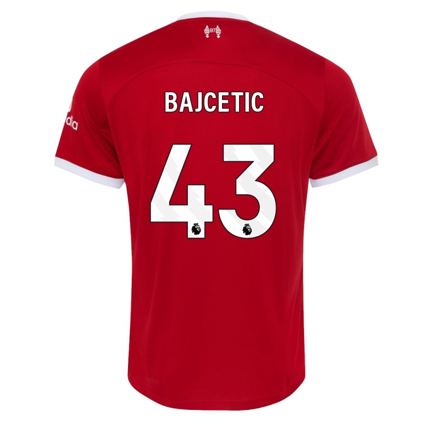 Uomo Maglia Stefan Bajcetic #43 Rosso Kit Gara Home 2023/24 Maglietta