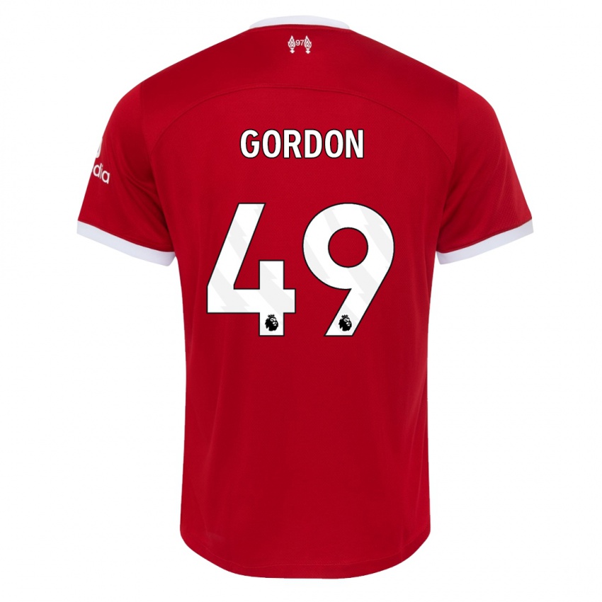 Uomo Maglia Kaide Gordon #49 Rosso Kit Gara Home 2023/24 Maglietta