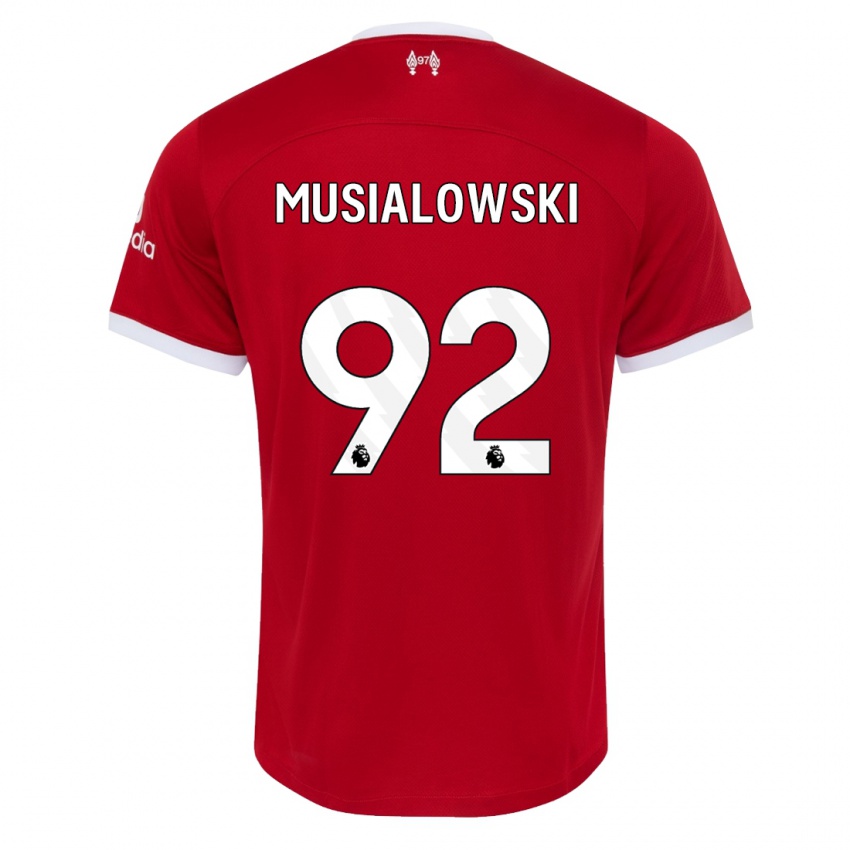 Uomo Maglia Mateusz Musialowski #92 Rosso Kit Gara Home 2023/24 Maglietta