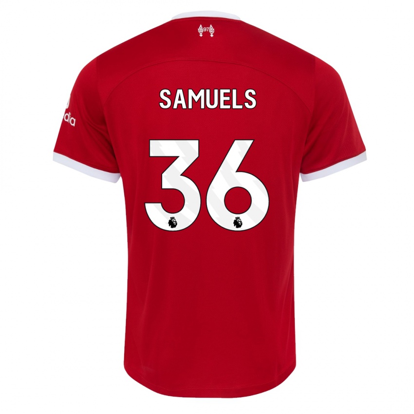 Uomo Maglia Kerron Samuels #36 Rosso Kit Gara Home 2023/24 Maglietta