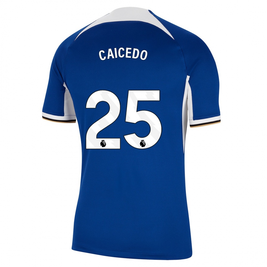 Uomo Maglia Moises Caicedo #25 Blu Kit Gara Home 2023/24 Maglietta