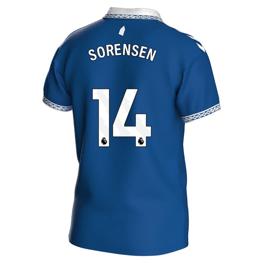 Uomo Maglia Nicoline Sorensen #14 Blu Reale Kit Gara Home 2023/24 Maglietta