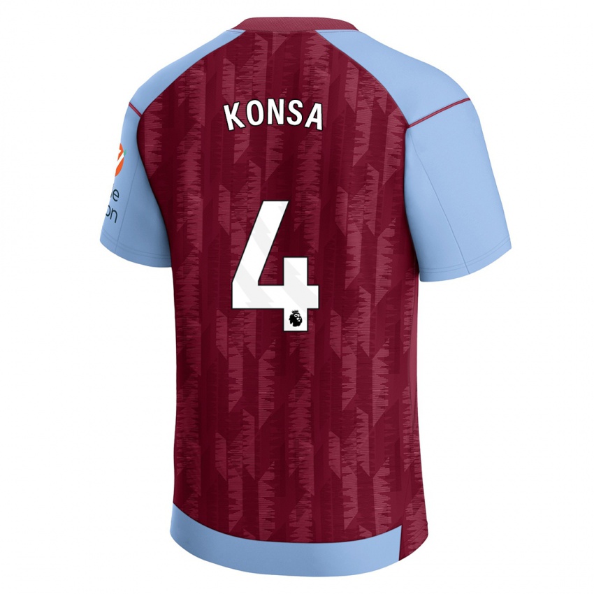 Uomo Maglia Ezri Konsa #4 Blu Bordeaux Kit Gara Home 2023/24 Maglietta