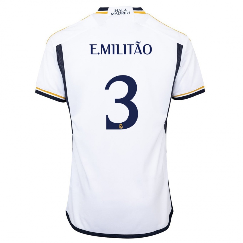 Uomo Maglia Eder Militao #3 Bianco Kit Gara Home 2023/24 Maglietta