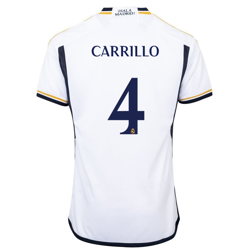 Uomo Maglia Alvaro Carrillo #4 Bianco Kit Gara Home 2023/24 Maglietta