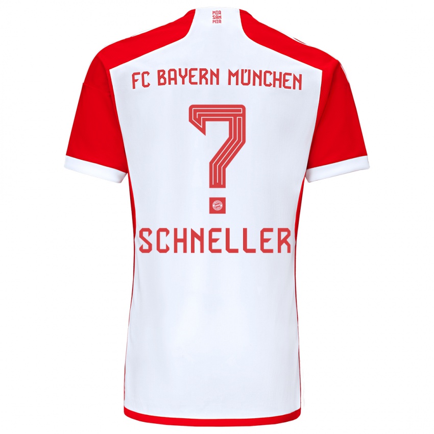 Uomo Maglia Lukas Schneller #0 Rosso Bianco Kit Gara Home 2023/24 Maglietta