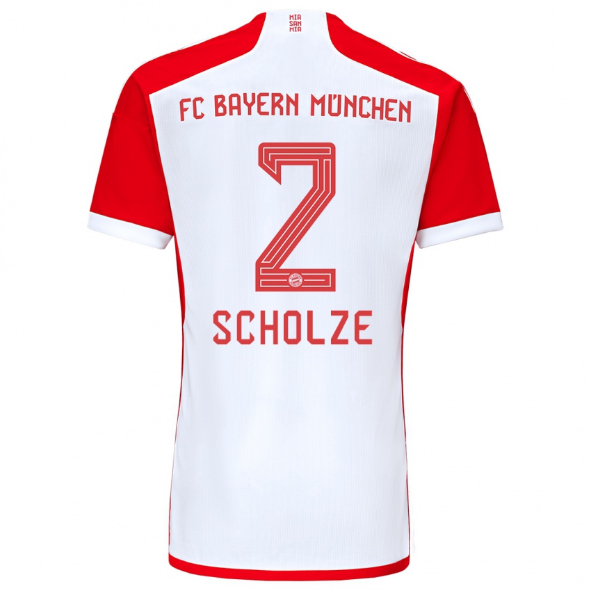 Uomo Maglia Max Scholze #2 Rosso Bianco Kit Gara Home 2023/24 Maglietta