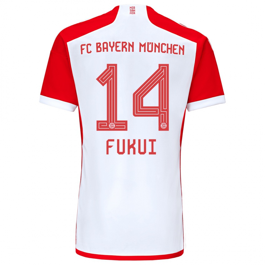 Uomo Maglia Taichi Fukui #14 Rosso Bianco Kit Gara Home 2023/24 Maglietta