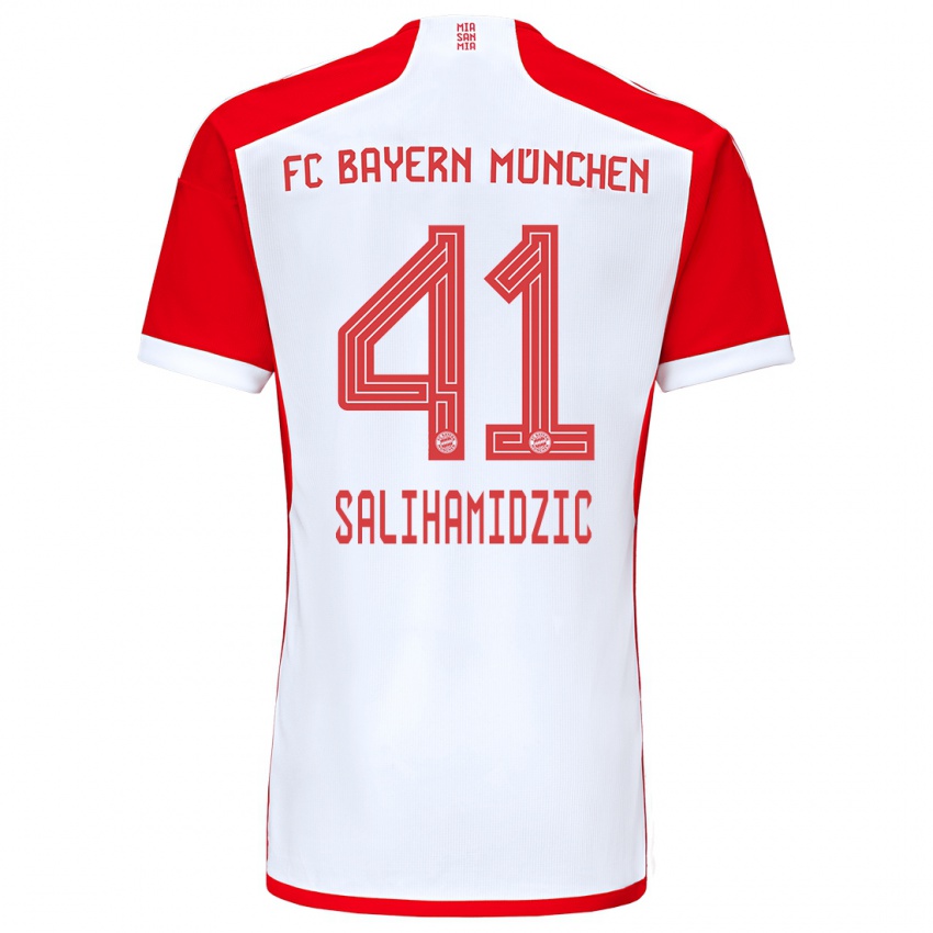 Uomo Maglia Nick Salihamidzic #41 Rosso Bianco Kit Gara Home 2023/24 Maglietta