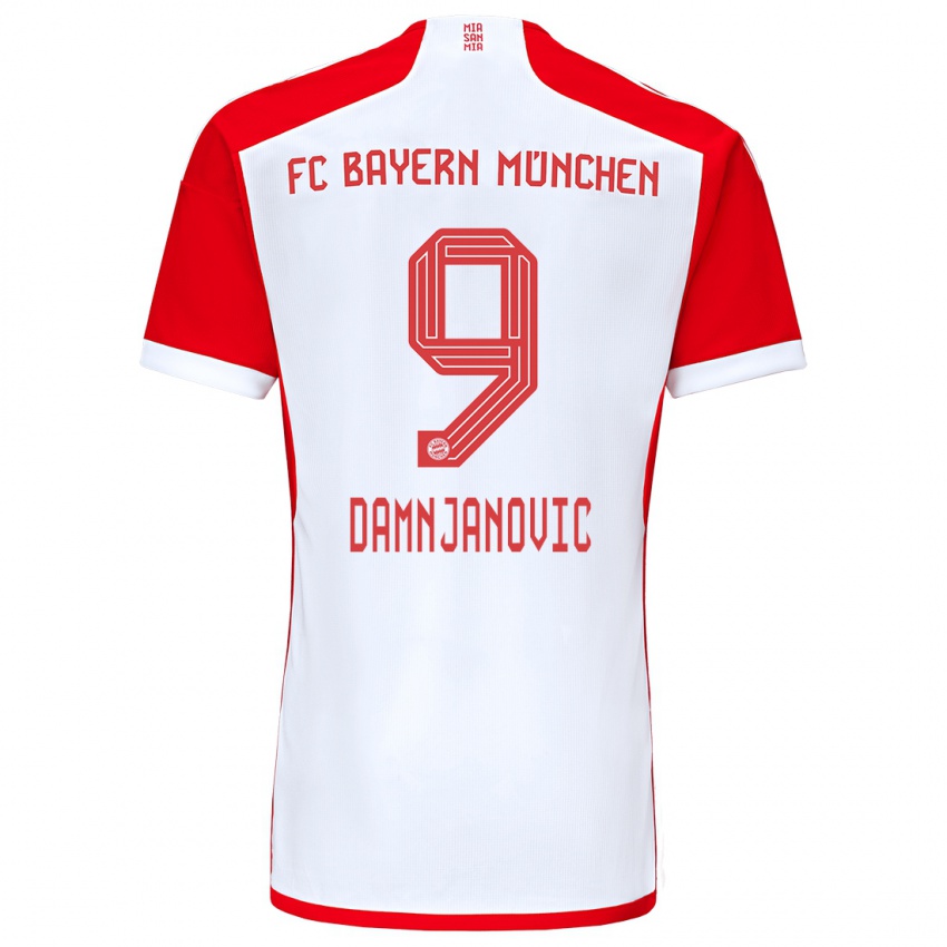 Uomo Maglia Jovana Damnjanovic #9 Rosso Bianco Kit Gara Home 2023/24 Maglietta