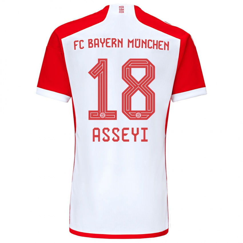 Uomo Maglia Viviane Asseyi #18 Rosso Bianco Kit Gara Home 2023/24 Maglietta